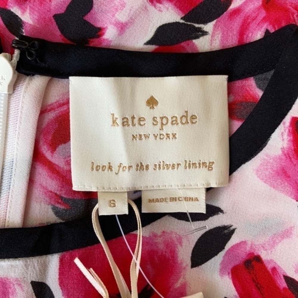 NWT Kate Spade Mini Rose Silk Dress 6 8 $348 - Picture 4 of 11